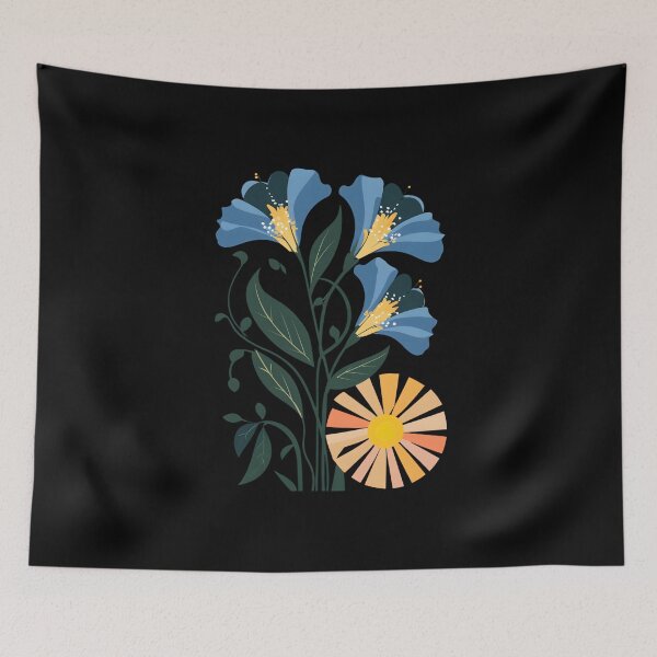 Item preview, Modern minimalist design with vibrant blue flower designed and sold by PrettyDecor.