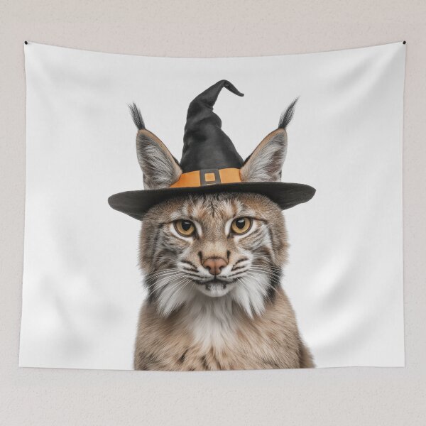 Item preview, Bobcat Wearing Halloween Witch Hat designed and sold by LazyOwlStore.
