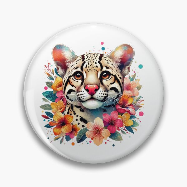 Item preview, An Ocelot with Various Leaves and Colorful Flowers in Spring Style designed and sold by Marcoshop10.