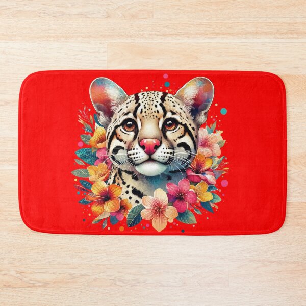 Item preview, An Ocelot with Various Leaves and Colorful Flowers in Spring Style designed and sold by Marcoshop10.
