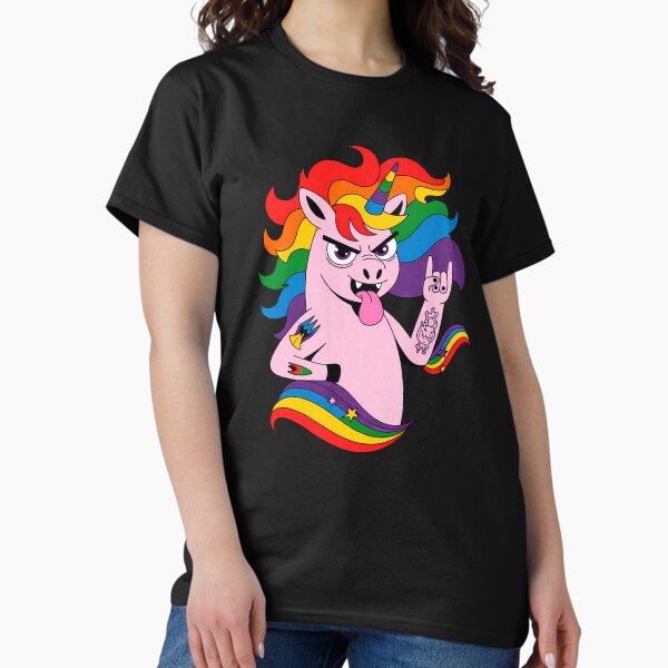 Item preview, Punk Rock Rainbow Unicorn Funny Attitude T-Shirt designed and sold by deklnwart.