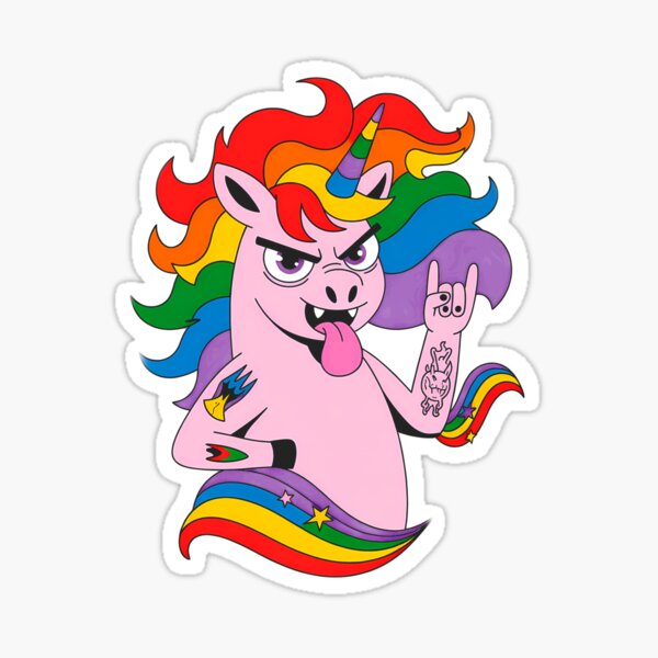 Vista previa del artículo con la obra «Camiseta divertida con actitud de unicornio arcoíris punk rock», diseñado y vendido por deklnwart.