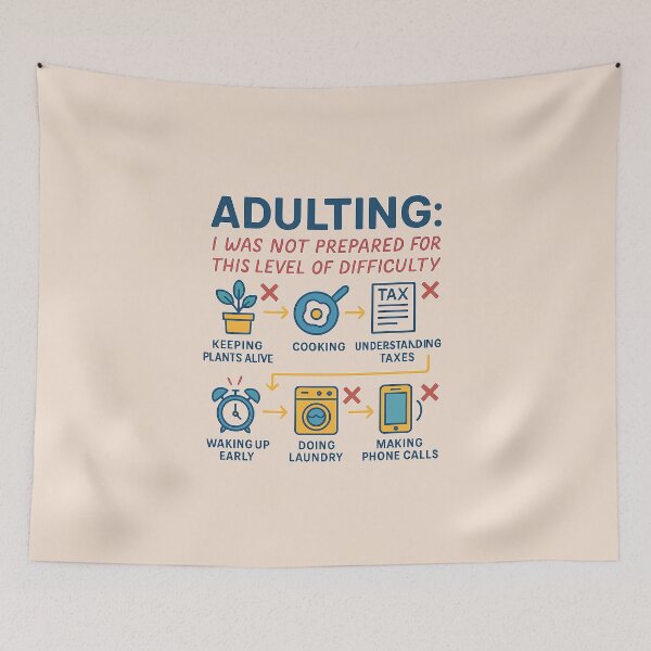 Item preview, Adulting Failures - Humorous Flowchart for Millennials & Gen Z designed and sold by Bratak.