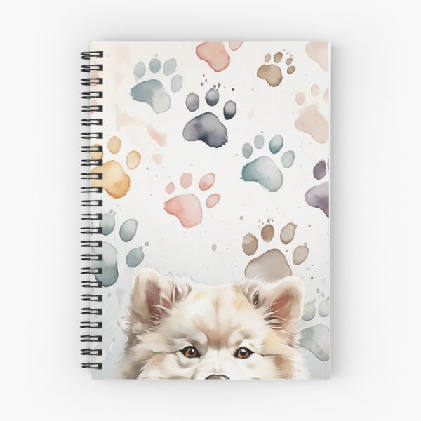 Item preview, Adorable Samoyed with paw prints, watercolor art designed and sold by SolaoLab.