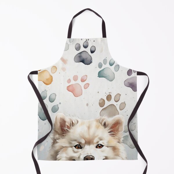 Item preview, Adorable Samoyed with paw prints, watercolor art designed and sold by SolaoLab.