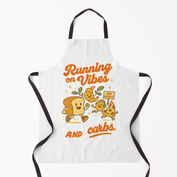 Item preview, Running on Vibes and Carbs – Funny Retro Food Lover Design designed and sold by Designeerguy.