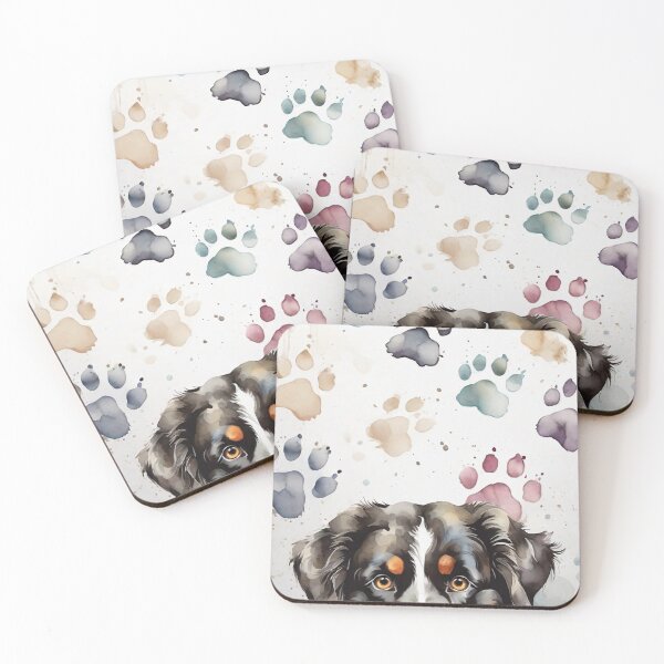 Item preview, Mountain Bernese Dog with paw prints, watercolor art designed and sold by SolaoLab.