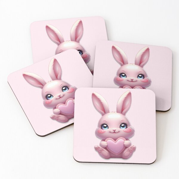 Item preview, Soft Pink Bunny Holding Heart – Plush Style Animal designed and sold by EpicPuzzles.