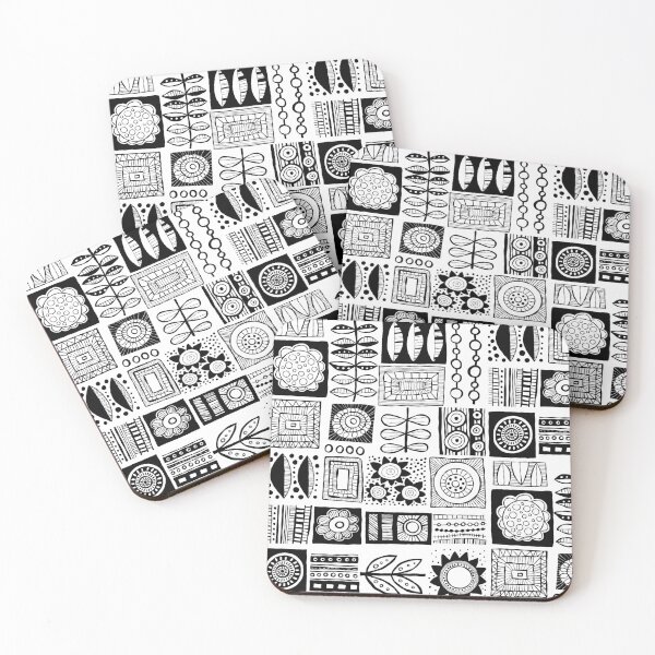 Item preview, Black and white doodle squares designed and sold by dorisandfred.