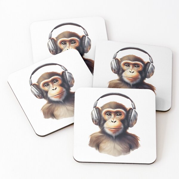 Item preview, Monkey with headphones designed and sold by SolaoLab.