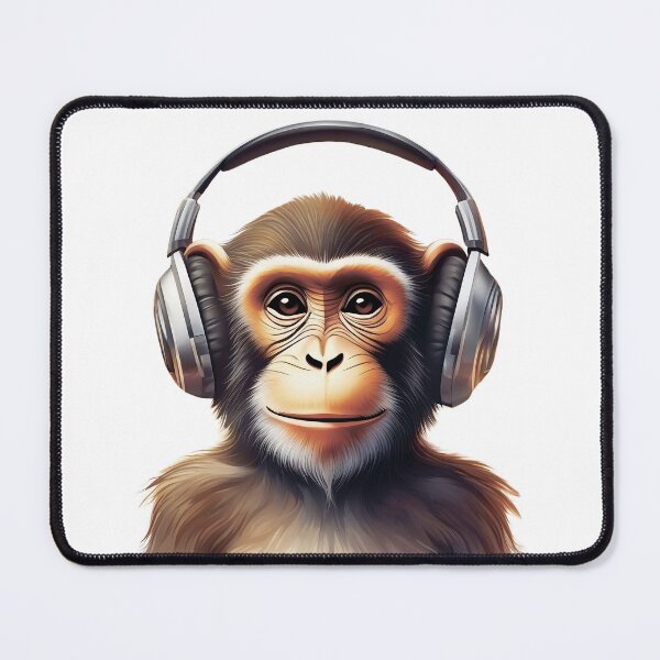 Item preview, Monkey with headphones designed and sold by SolaoLab.