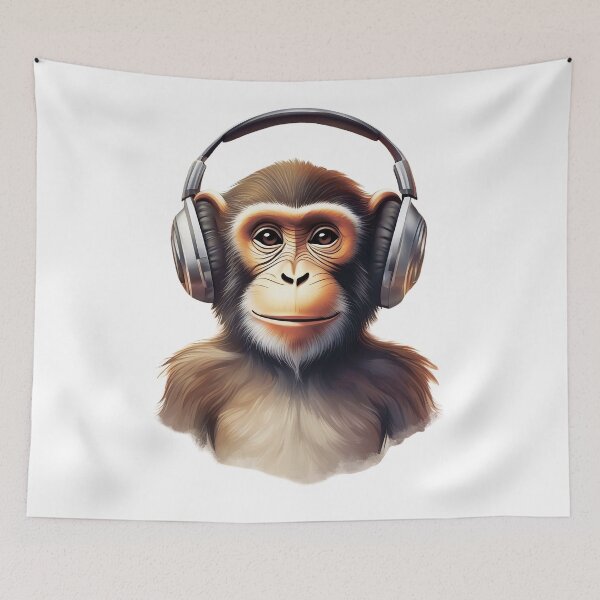 Item preview, Monkey with headphones designed and sold by SolaoLab.