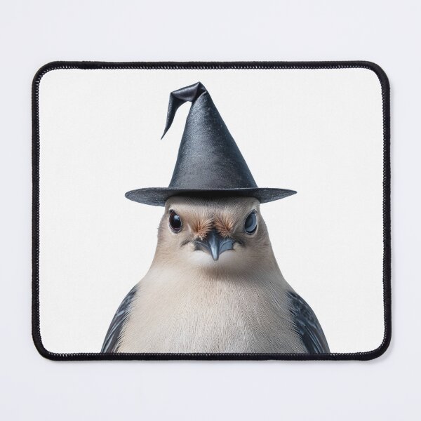 Item preview, Bohemian Waxwing Wearing Halloween Witch Hat designed and sold by LazyOwlStore.