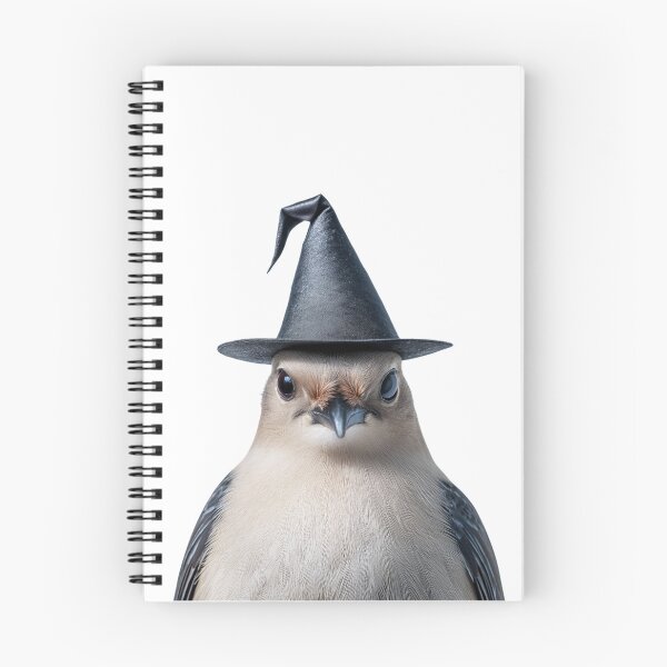 Item preview, Bohemian Waxwing Wearing Halloween Witch Hat designed and sold by LazyOwlStore.
