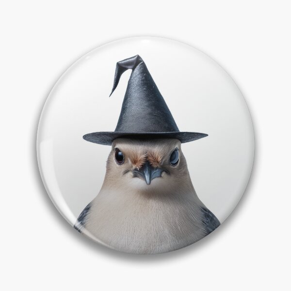 Item preview, Bohemian Waxwing Wearing Halloween Witch Hat designed and sold by LazyOwlStore.