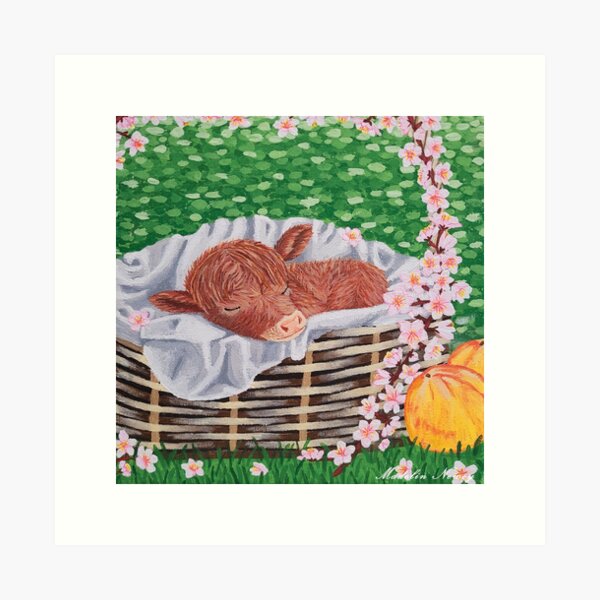 Item preview, Highland Calf Painting designed and sold by MadelinNeweyArt.