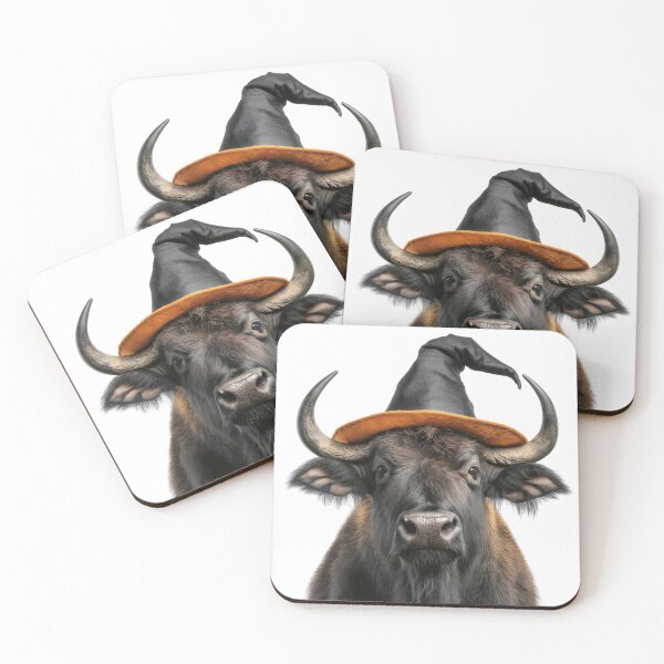 Item preview, Buffalo Wearing Halloween Witch Hat designed and sold by LazyOwlStore.