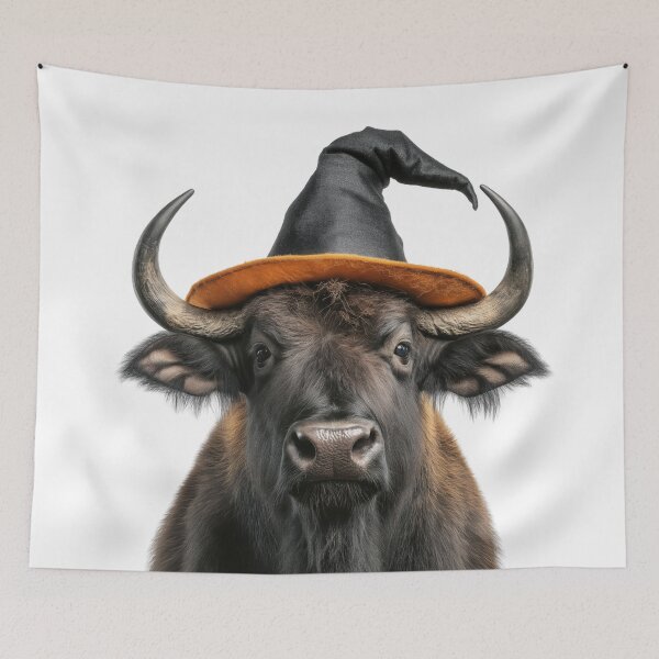 Item preview, Buffalo Wearing Halloween Witch Hat designed and sold by LazyOwlStore.