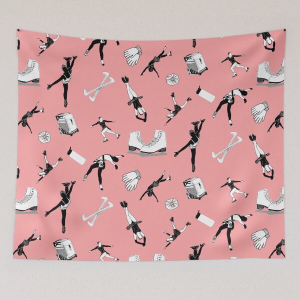 Item preview, Figure Skating Female Silhouettes and Accessories on Light Pink designed and sold by PD-Skating.