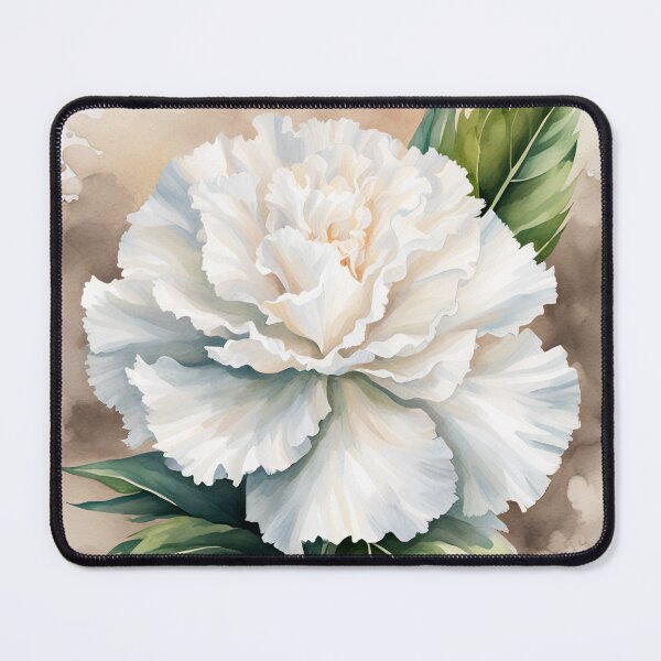 Aperçu de l'œuvre Art aquarelle de fleur d’oeillet blanc créée et vendue par SolaoLab.