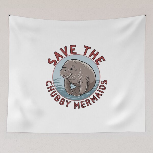 Item preview, Save the manatee, chubby mermaids, florida, funnyfits70, Humor, Funny, retro, vintages, funny quotes, animal humor, designed and sold by FunnyFits70.