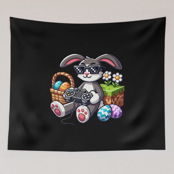 Item preview, Gamer Easter Bunny – Funny Pixel Art Easter Rabbit with Eggs designed and sold by Aredbox.