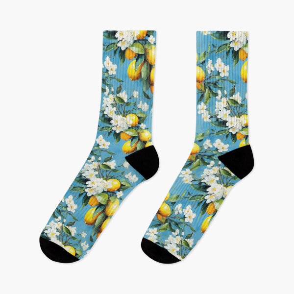 Item preview, vibrant lemons and white flowers designed and sold by PoppyLaneStudio.
