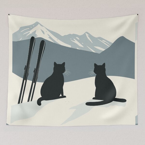 Item preview, Cats Snow Winter Ski designed and sold by MidCenturyStore.