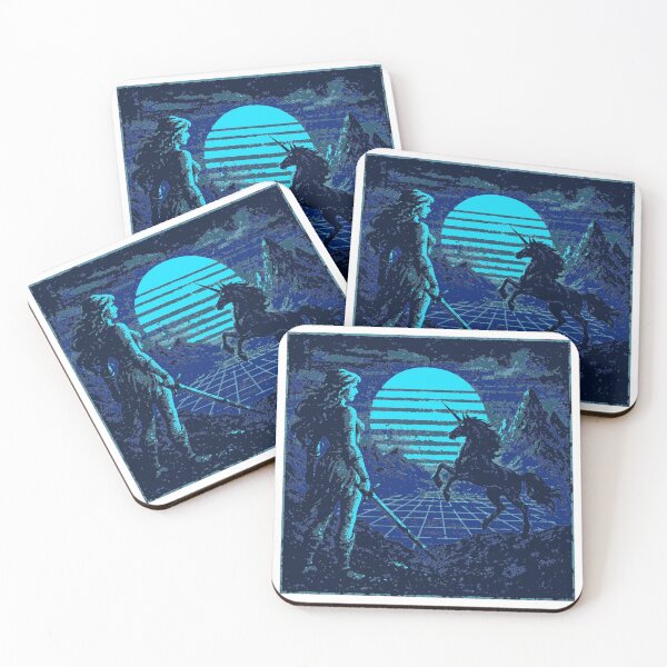 Item preview, Blue Synthwave Fantasy Tapestry – Neon Warrior Dreamscape designed and sold by LuxuryApparels.