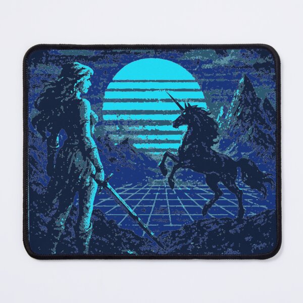 Item preview, Blue Synthwave Fantasy Tapestry – Neon Warrior Dreamscape designed and sold by LuxuryApparels.