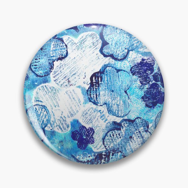 Item preview, blue textured monoprint blossoms designed and sold by kobyakov.