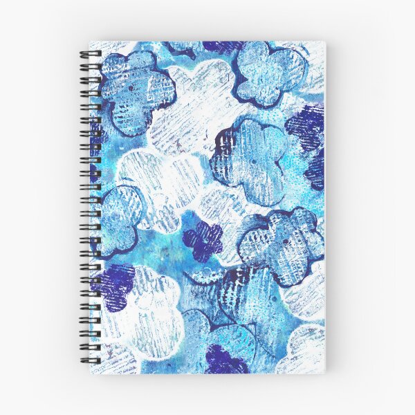Item preview, blue textured monoprint blossoms designed and sold by kobyakov.