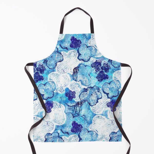 Item preview, blue textured monoprint blossoms designed and sold by kobyakov.
