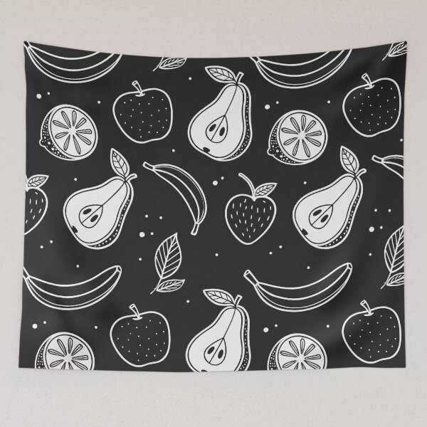 Item preview, Abstract Fruit Illustration – Minimal Black and White Pattern designed and sold by ThatBBStore.