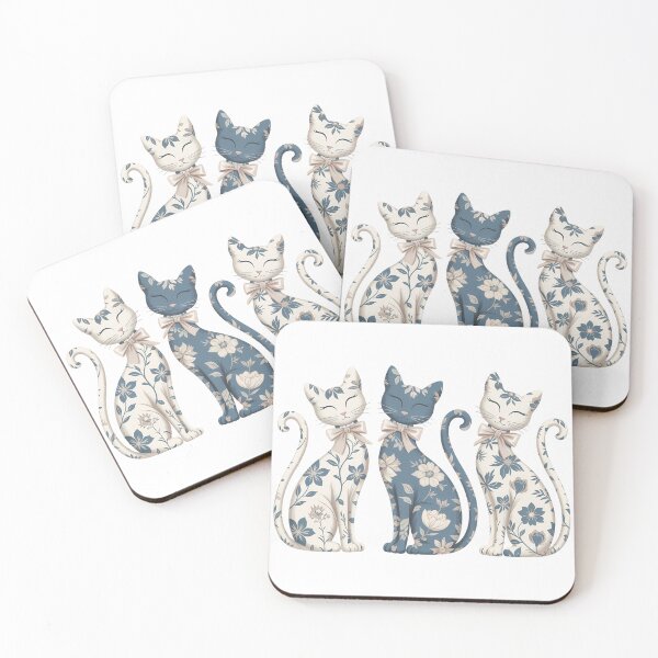 Item preview, Floral Patterned Cats with Bows designed and sold by Lily-and-Lyle.