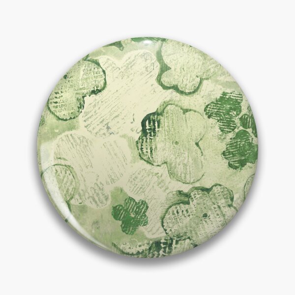 Item preview, textured monoprint blossoms - muted green on pale yellow designed and sold by kobyakov.
