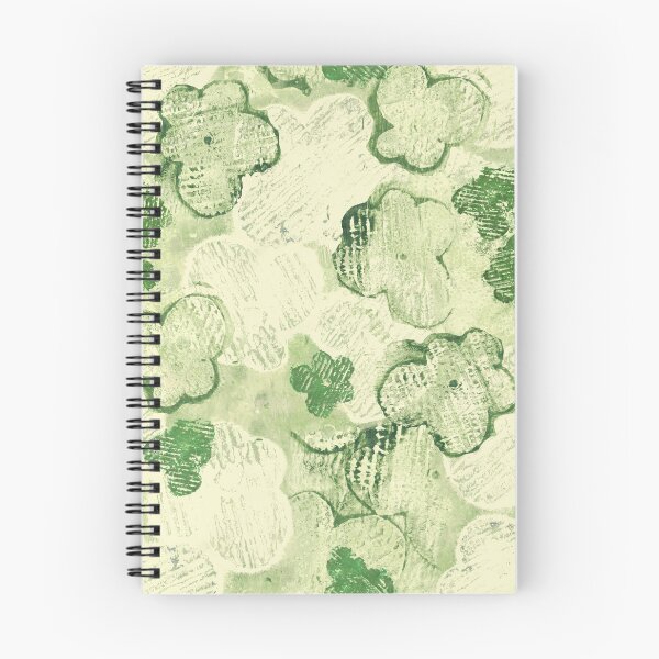 Item preview, textured monoprint blossoms - muted green on pale yellow designed and sold by kobyakov.
