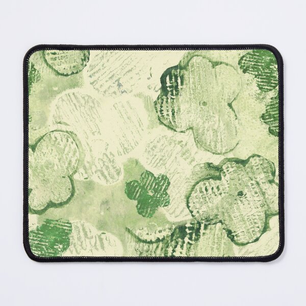 Item preview, textured monoprint blossoms - muted green on pale yellow designed and sold by kobyakov.