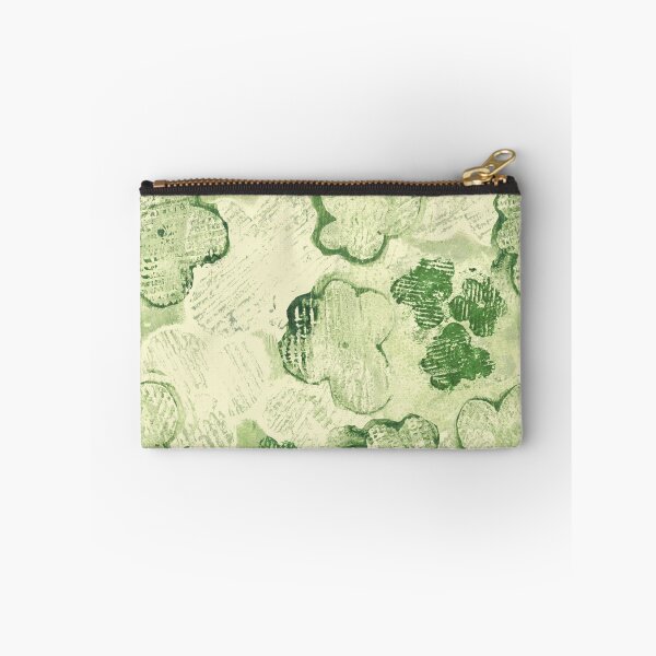 Item preview, textured monoprint blossoms - muted green on pale yellow designed and sold by kobyakov.