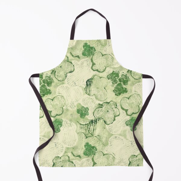 Item preview, textured monoprint blossoms - muted green on pale yellow designed and sold by kobyakov.