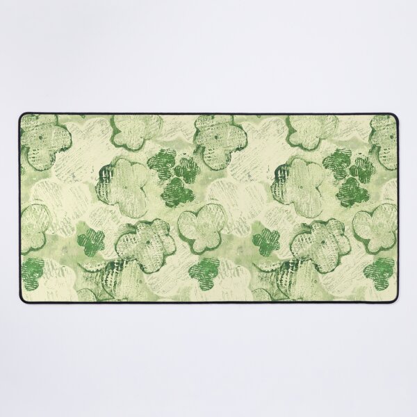 Item preview, textured monoprint blossoms - muted green on pale yellow designed and sold by kobyakov.