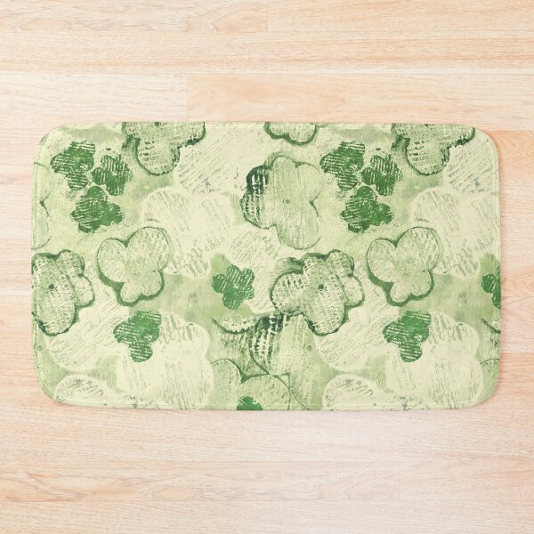 Item preview, textured monoprint blossoms - muted green on pale yellow designed and sold by kobyakov.