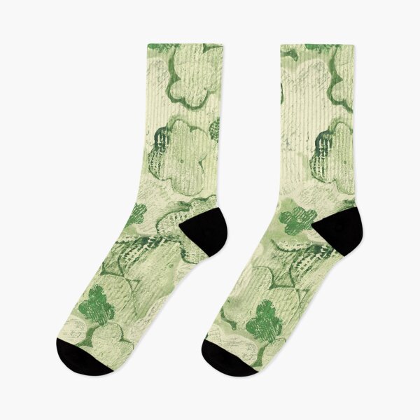 Item preview, textured monoprint blossoms - muted green on pale yellow designed and sold by kobyakov.