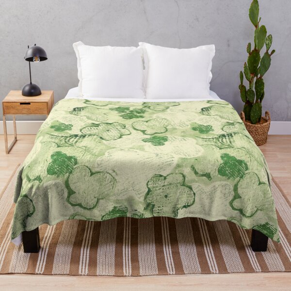 Item preview, textured monoprint blossoms - muted green on pale yellow designed and sold by kobyakov.
