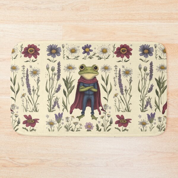 Item preview, Cottagecore Hero Frog with Wildflowers – Vintage Floral Grid Art designed and sold by Void & Valor.