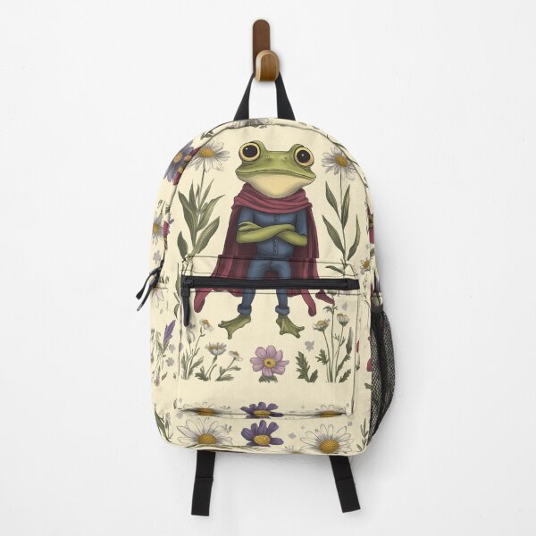 Item preview, Cottagecore Hero Frog with Wildflowers – Vintage Floral Grid Art designed and sold by Void & Valor.