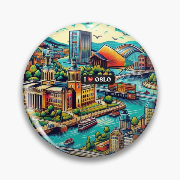 Item preview, Oslo Comic Style Travel Art – Vibrant AI Design of Norway’s Capital for Clothing & Accessories | Nordic Vacation Vibes designed and sold by knalpot-design.