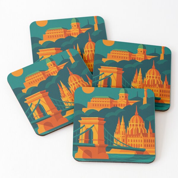 Item preview, Vintage Budapest Hungary Travel Poster – Retro Parliament, Chain Bridge & Cityscape Wall Art designed and sold by Bored Duck.