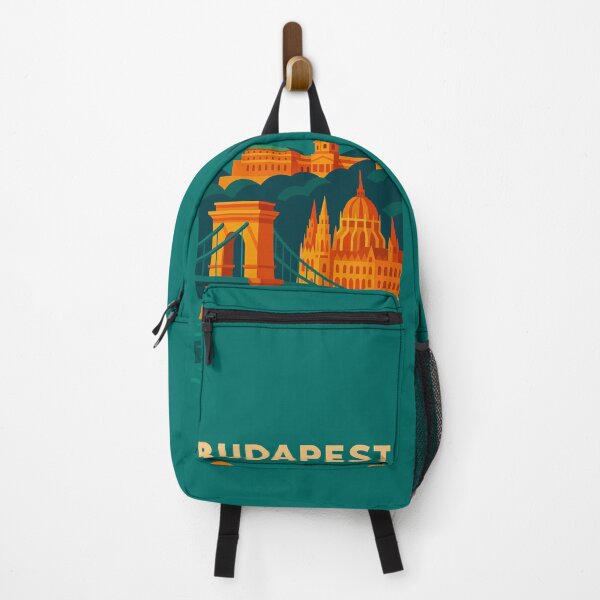 Item preview, Vintage Budapest Hungary Travel Poster – Retro Parliament, Chain Bridge & Cityscape Wall Art designed and sold by Bored Duck.