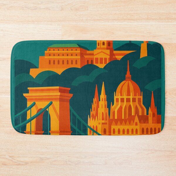 Item preview, Vintage Budapest Hungary Travel Poster – Retro Parliament, Chain Bridge & Cityscape Wall Art designed and sold by Bored Duck.